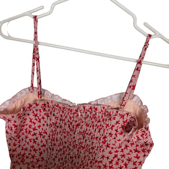 Princess Polly Deniz Red Blush Floral Mini Dress Women's US 6 Smocked back - Picture 11 of 12